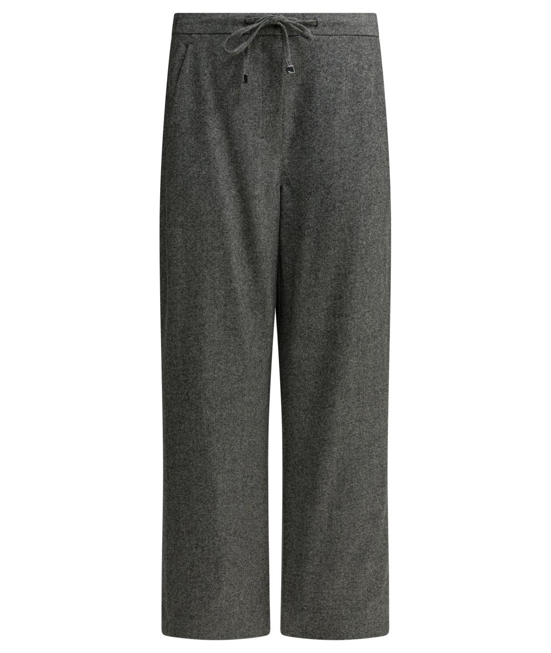 'S MAX MARA Серые шерстяные прямые брюки, фото 1