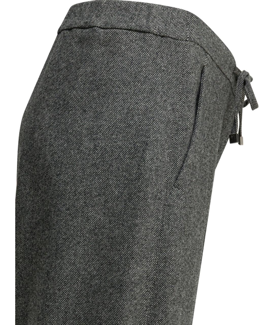 'S MAX MARA Серые шерстяные прямые брюки, фото 4