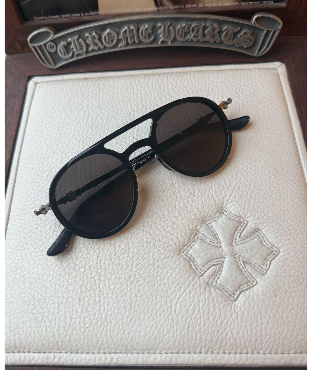 CHROME HEARTS Черные металлические солнцезащитные очки, фото 8