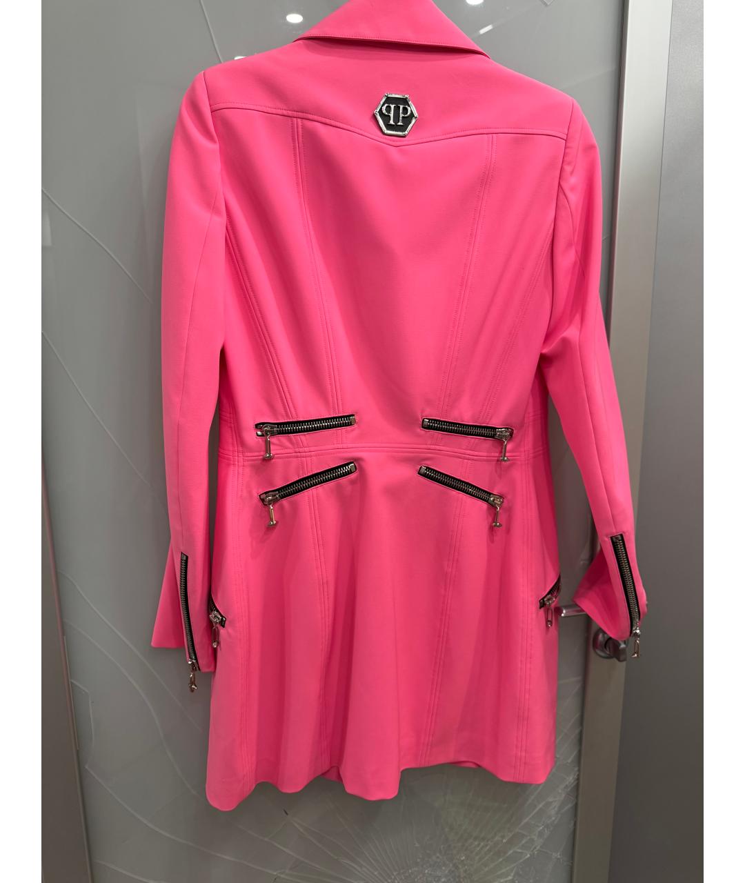 PHILIPP PLEIN Розовое полиэстеровое пальто, фото 2
