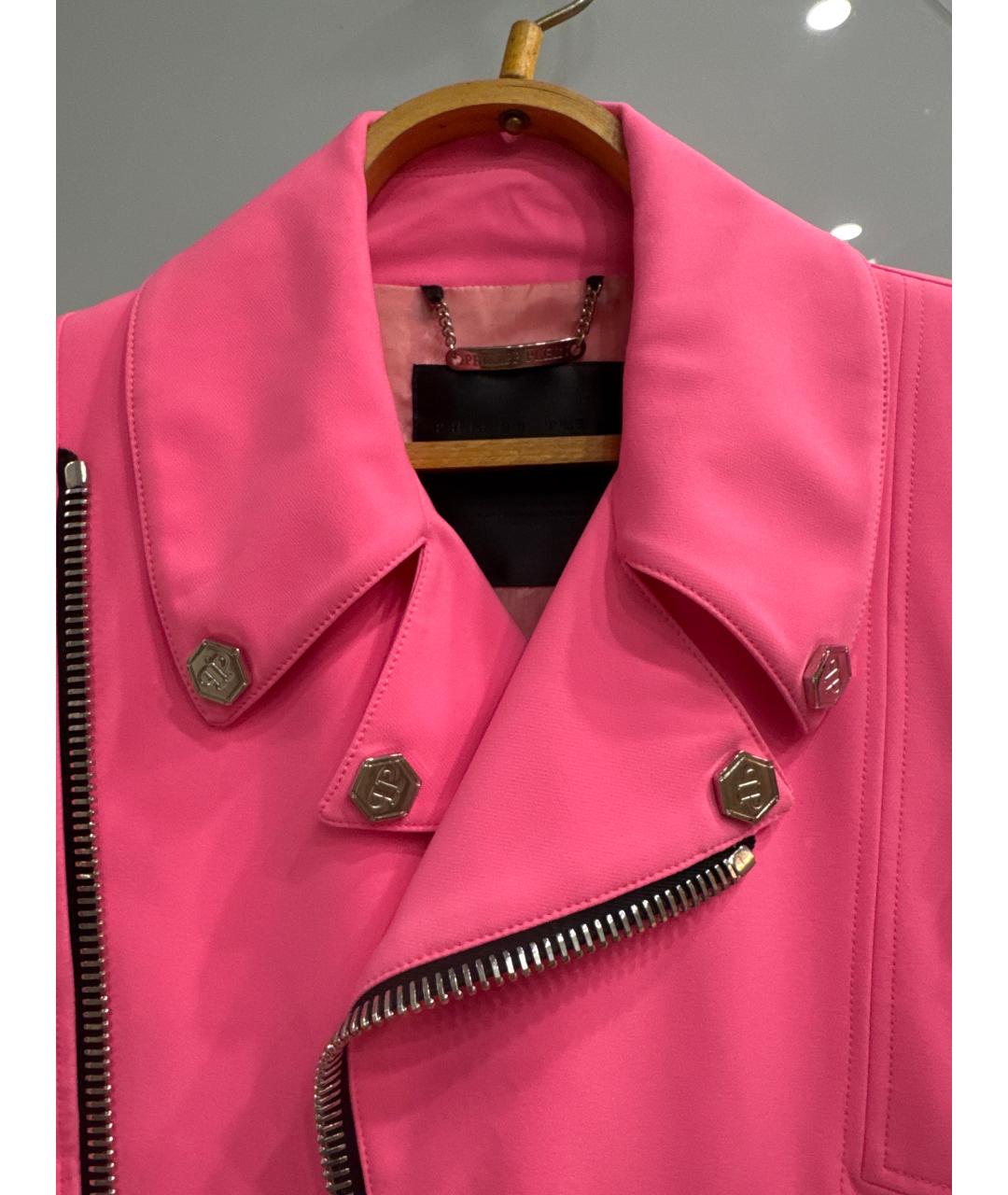 PHILIPP PLEIN Розовое полиэстеровое пальто, фото 3