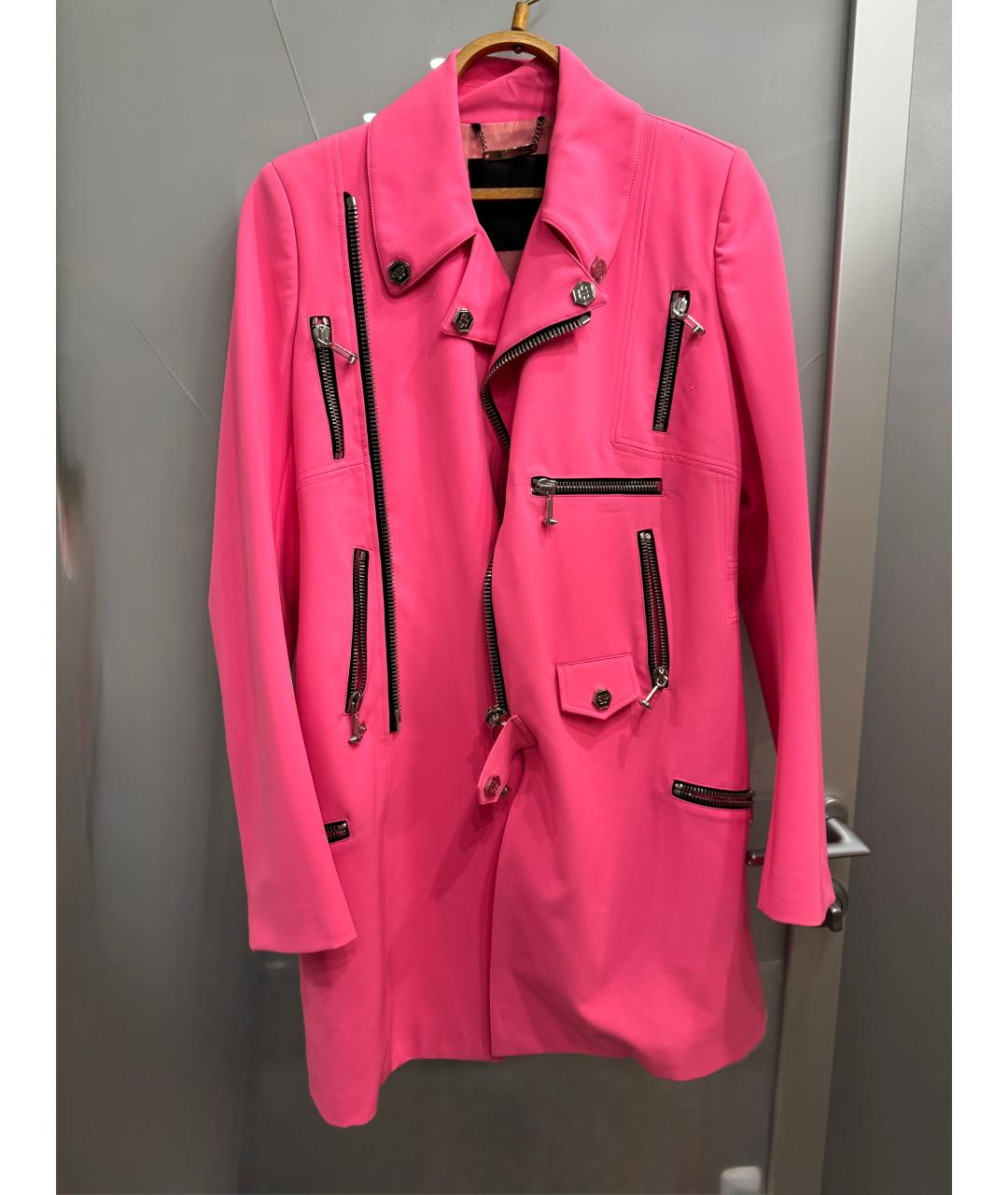 PHILIPP PLEIN Розовое полиэстеровое пальто, фото 4