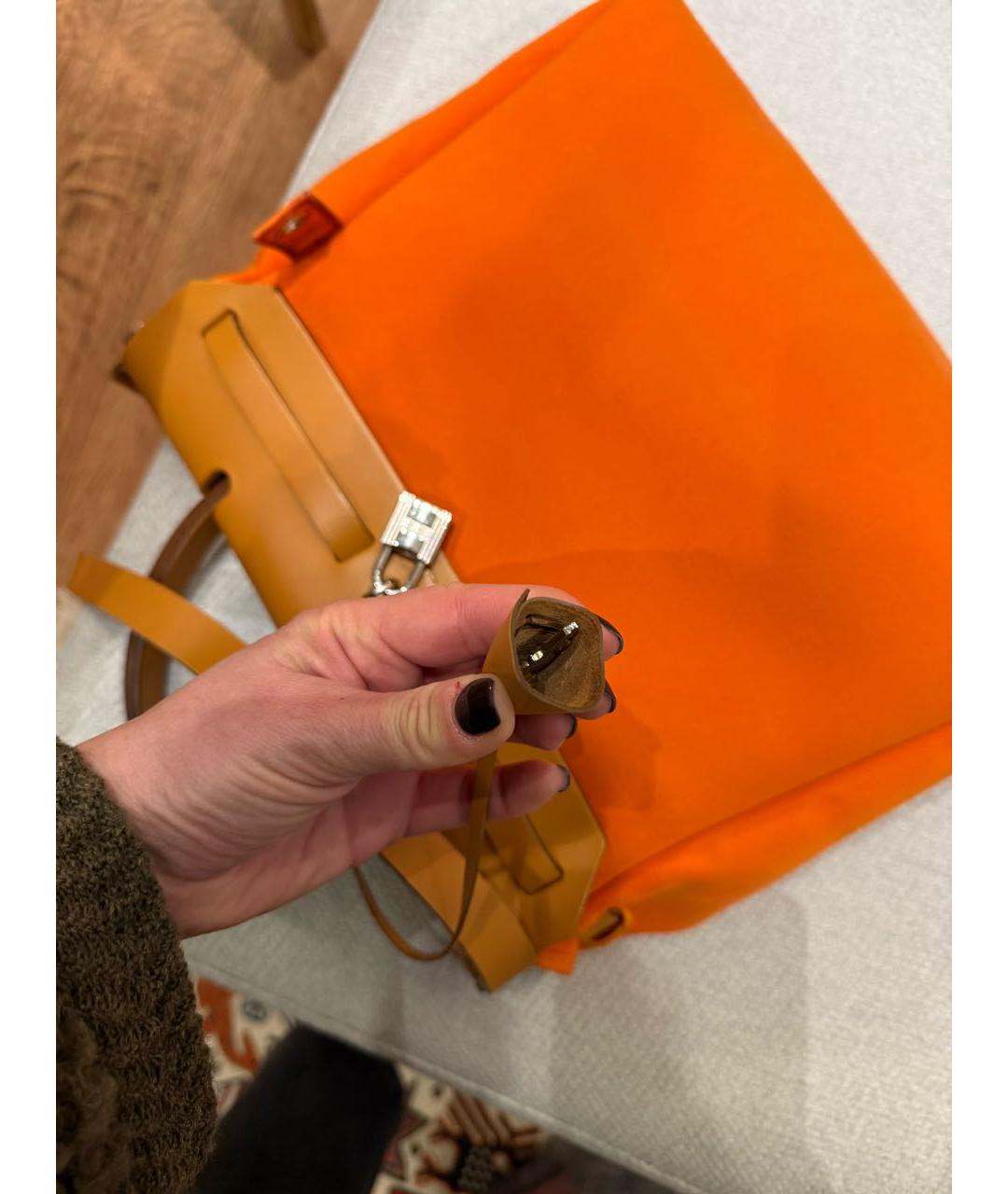 HERMES Оранжевая тканевая сумка через плечо, фото 7