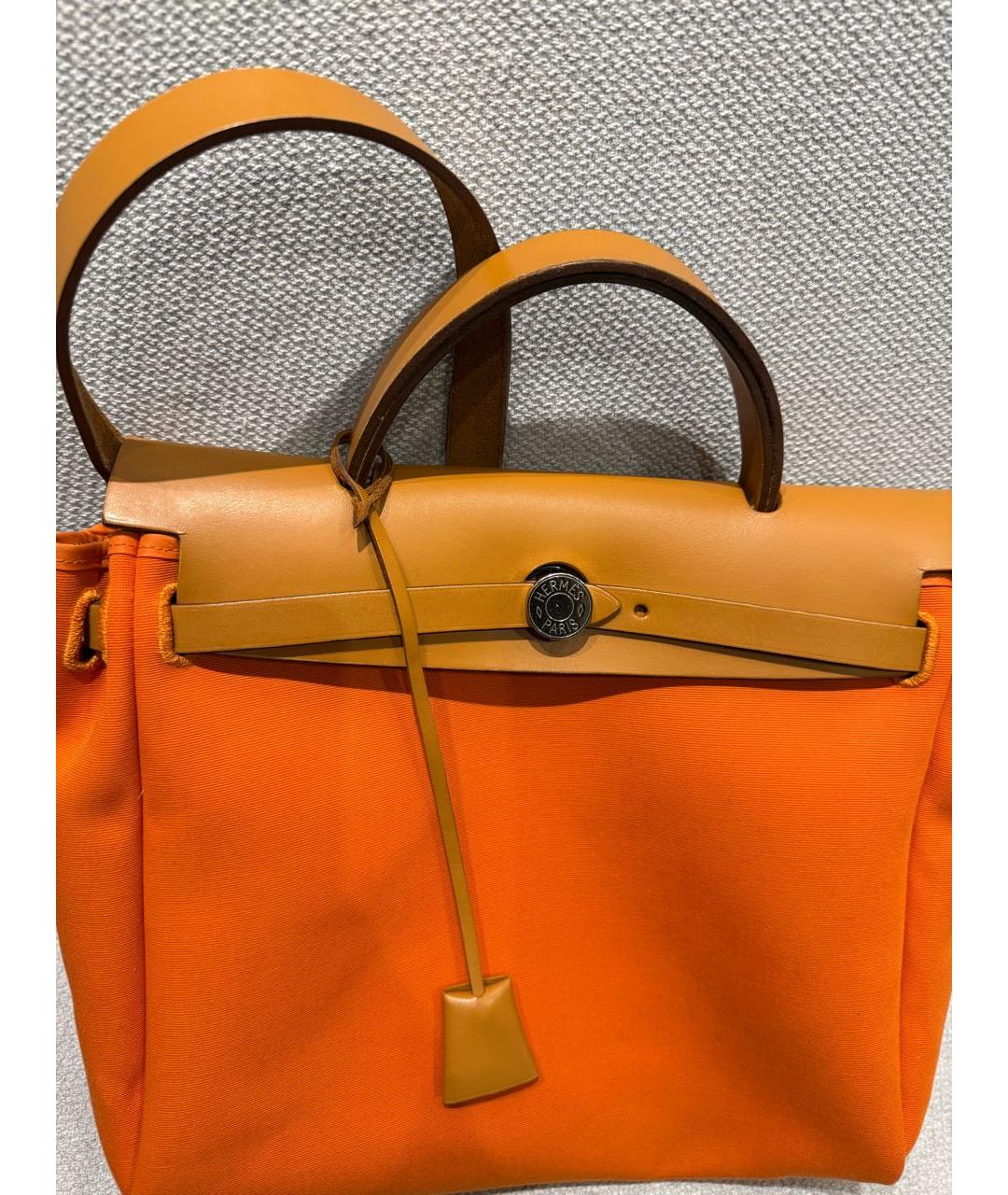 HERMES Оранжевая тканевая сумка через плечо, фото 2