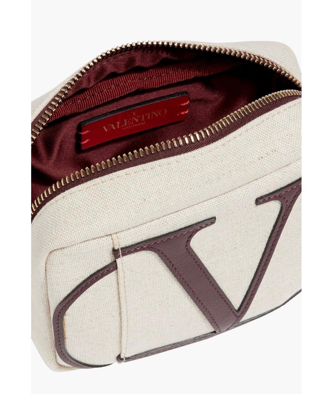 VALENTINO Бежевая тканевая косметичка, фото 3