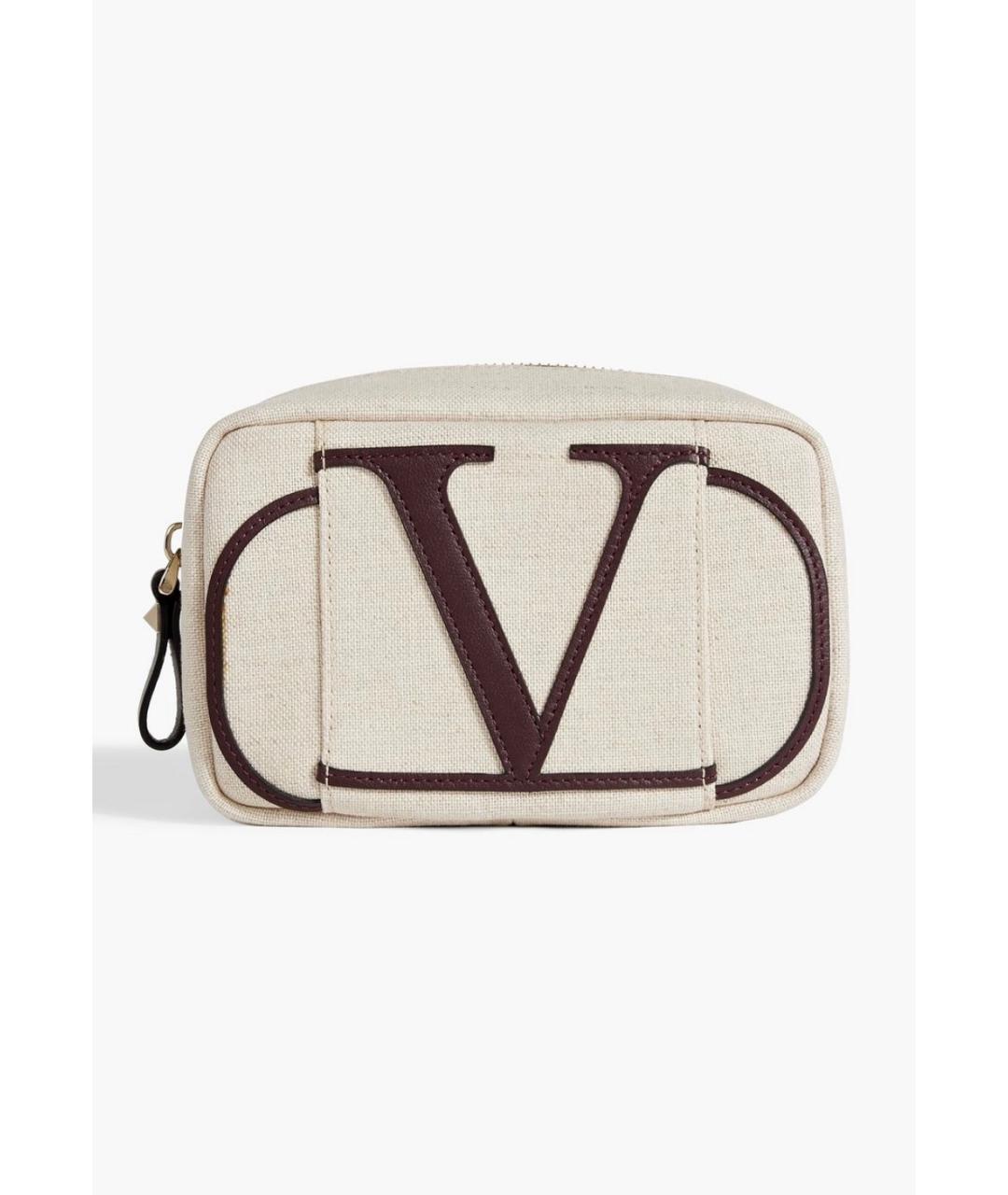 VALENTINO Бежевая тканевая косметичка, фото 5