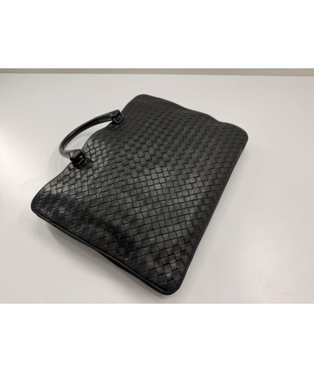 BOTTEGA VENETA Черный кожаный портфель, фото 6