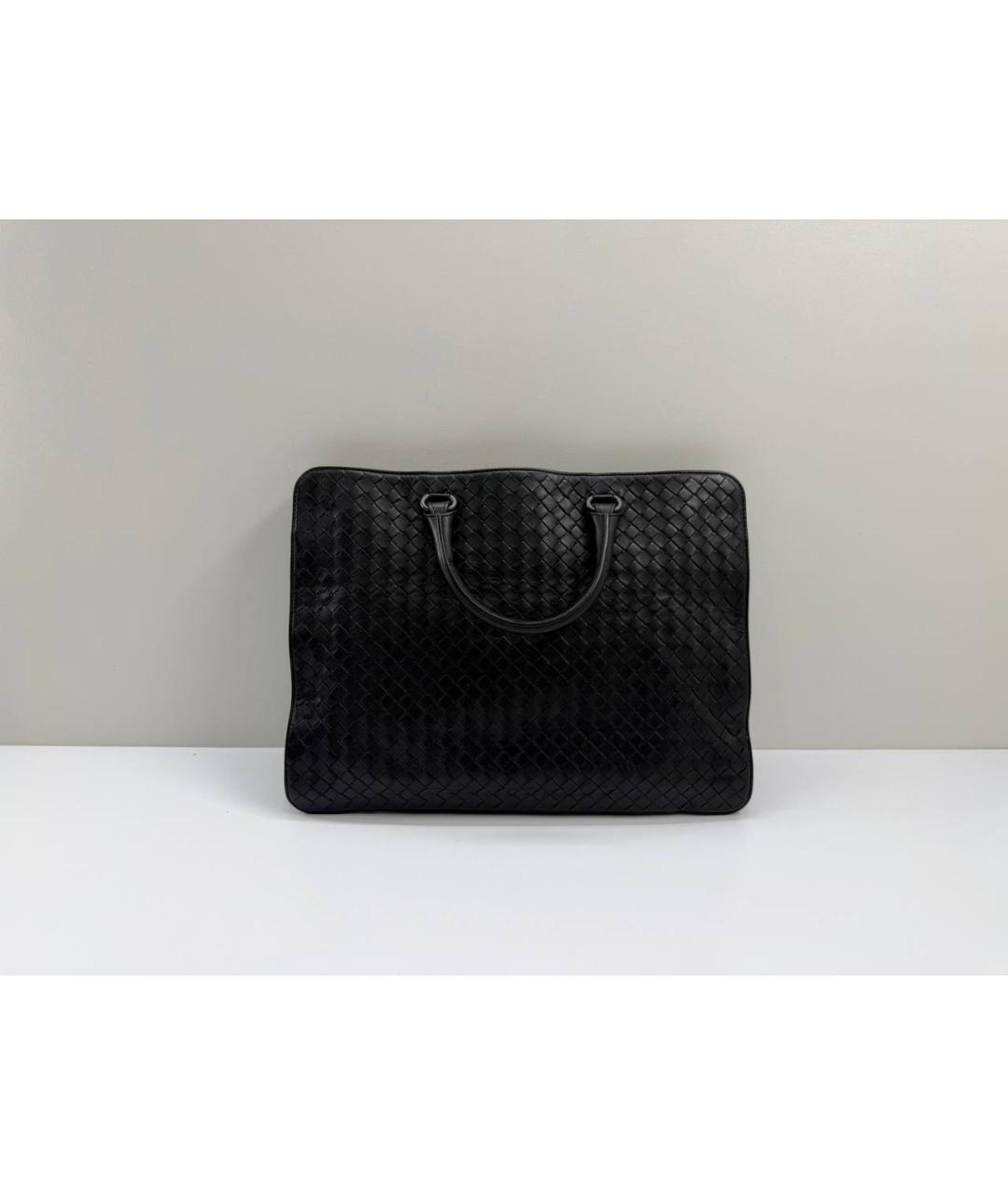 BOTTEGA VENETA Черный кожаный портфель, фото 9