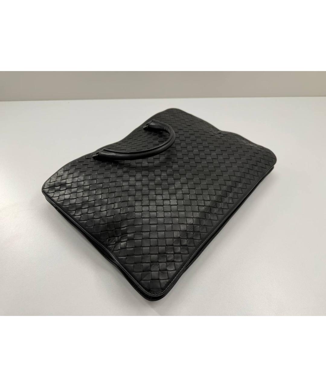 BOTTEGA VENETA Черный кожаный портфель, фото 4