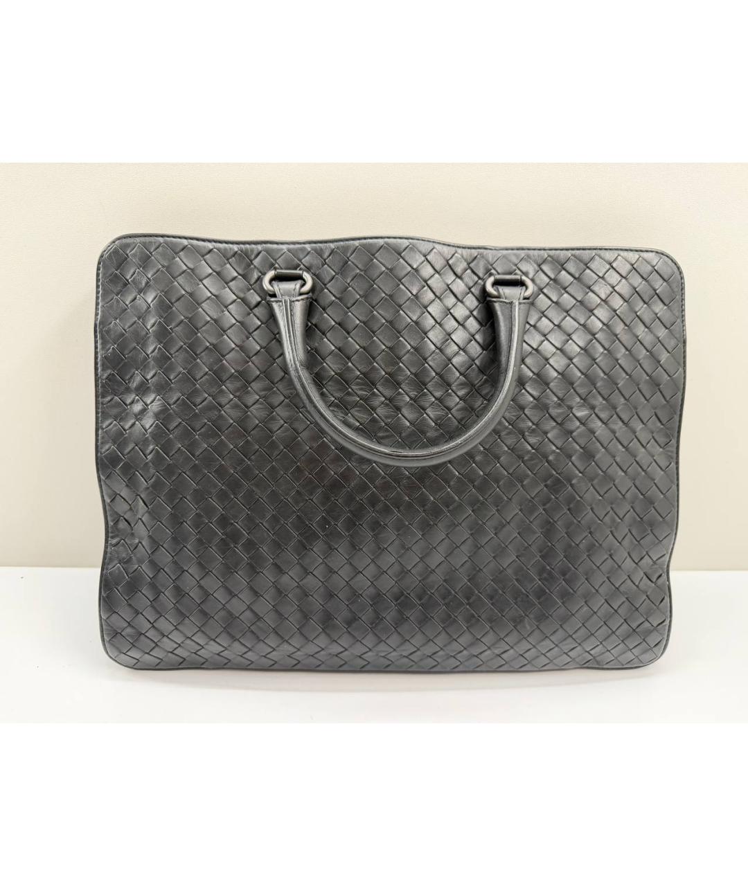 BOTTEGA VENETA Черный кожаный портфель, фото 2