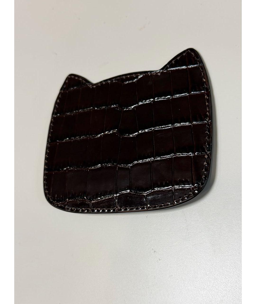 ULYANA SERGEENKO Коричневый кожаный кардхолдер, фото 3