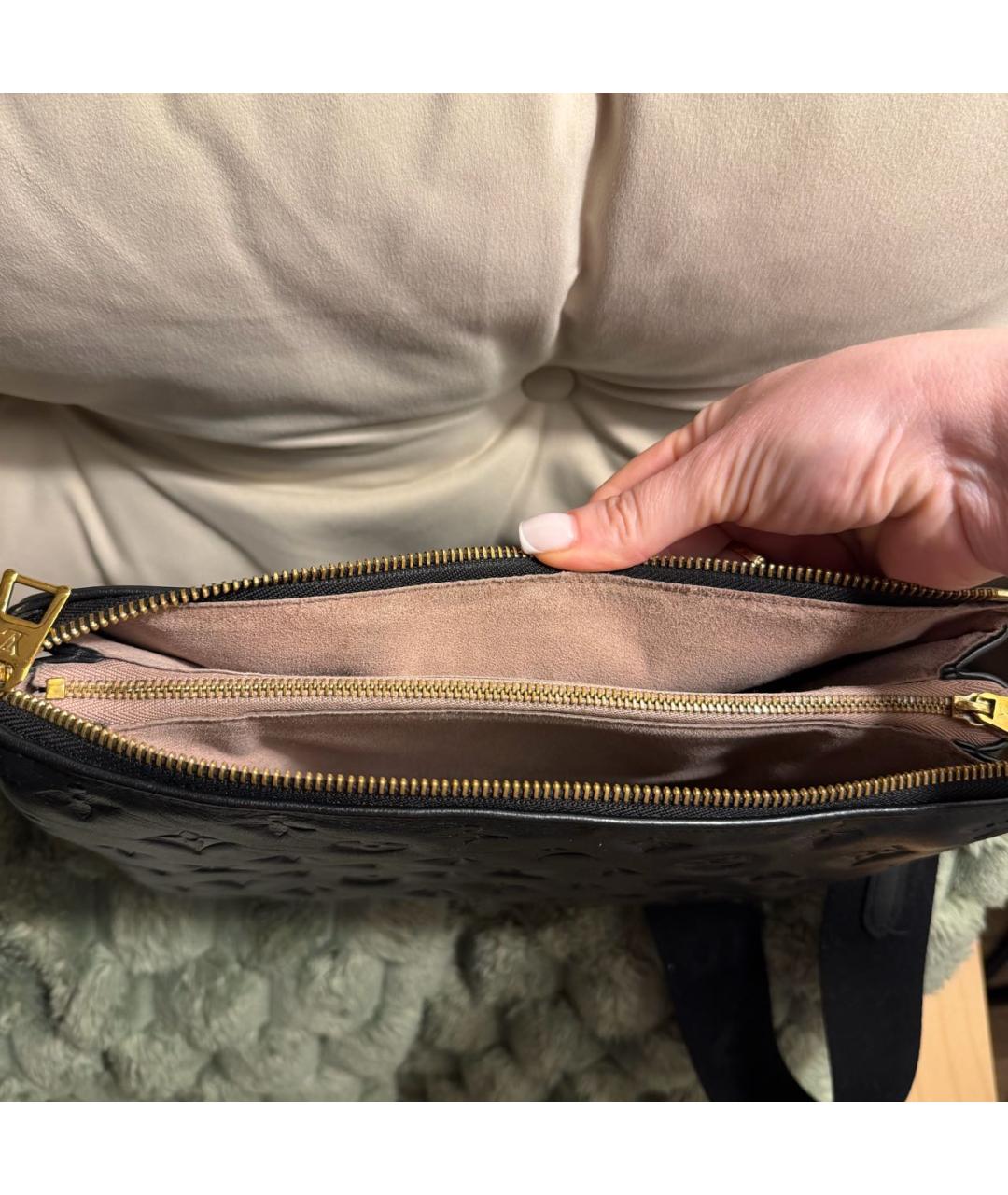 LOUIS VUITTON Черная кожаная сумка через плечо, фото 6