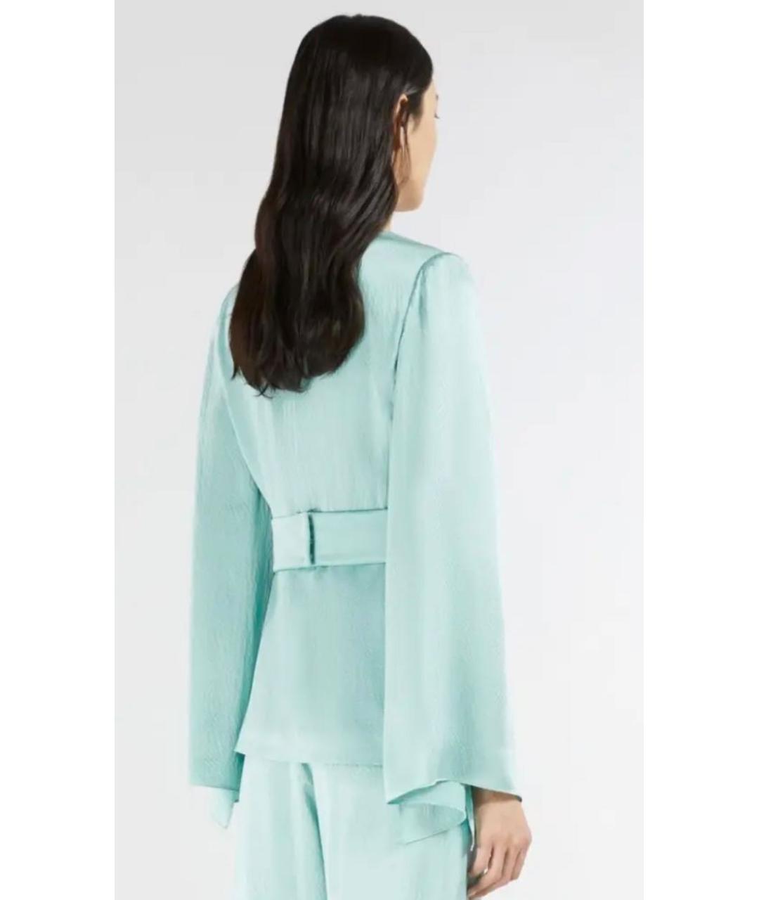 MAX MARA Голубой шелковый костюм с брюками, фото 4