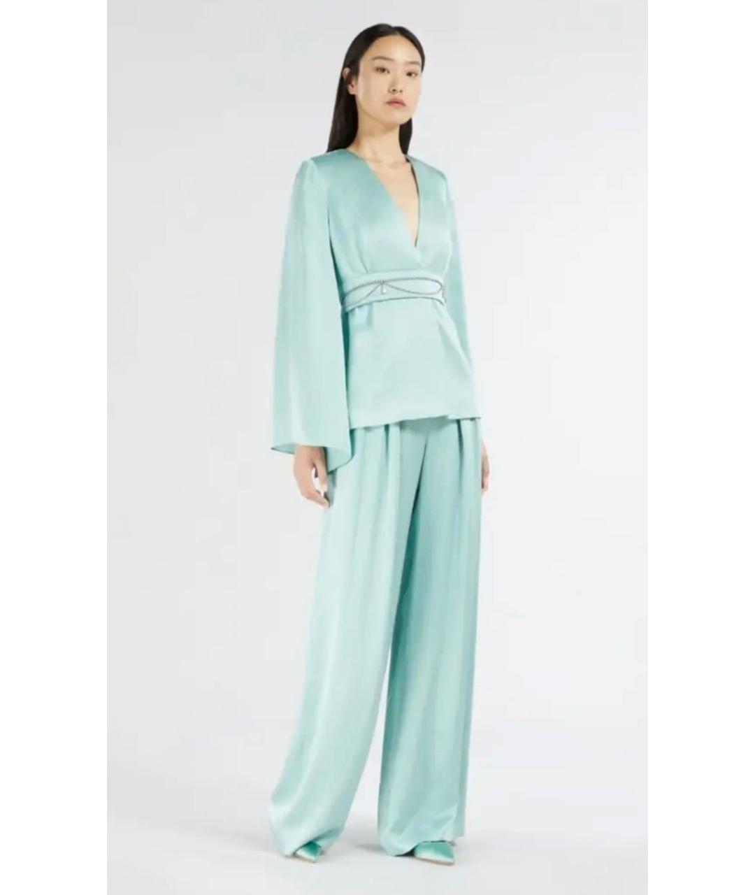 MAX MARA Голубой шелковый костюм с брюками, фото 3