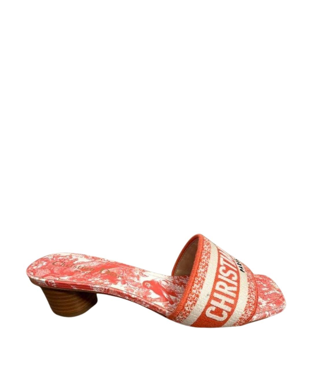 CHRISTIAN DIOR Коралловые текстильные мюли, фото 1