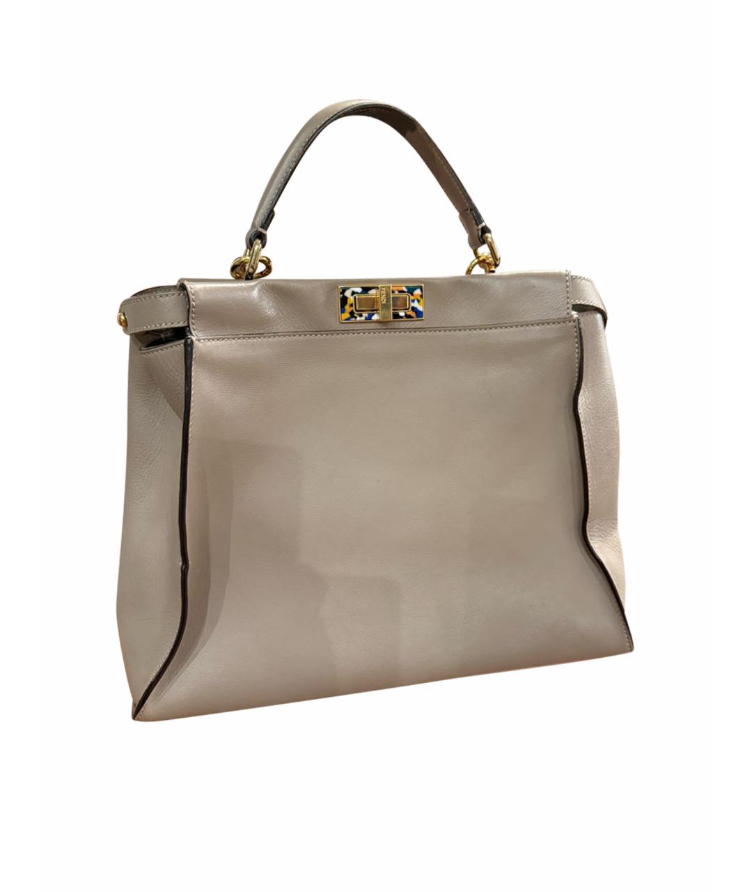 FENDI Бежевая кожаная сумка через плечо, фото 1