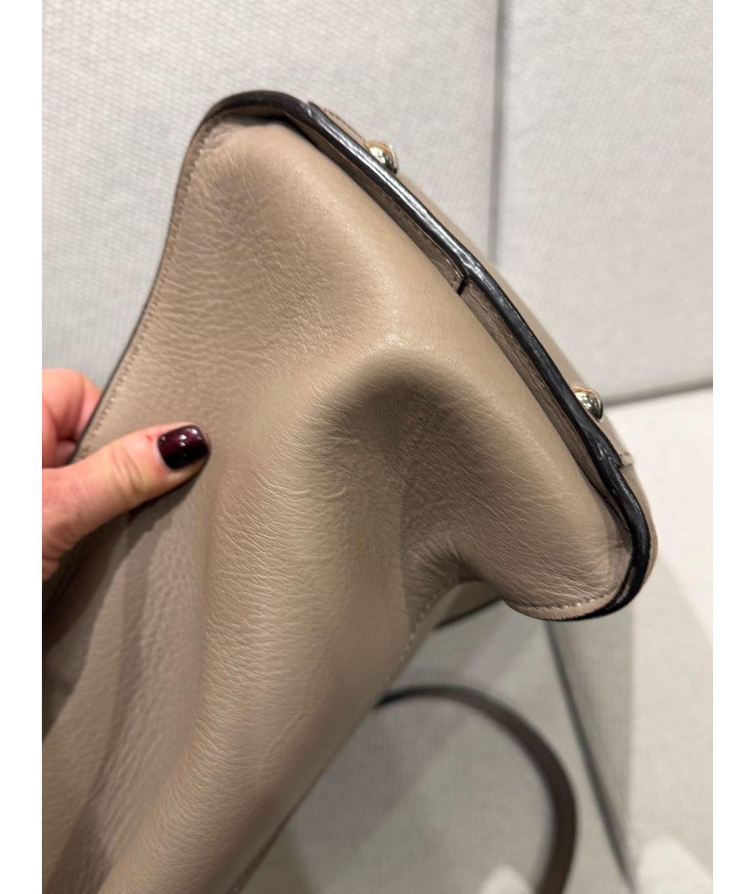 FENDI Бежевая кожаная сумка через плечо, фото 3