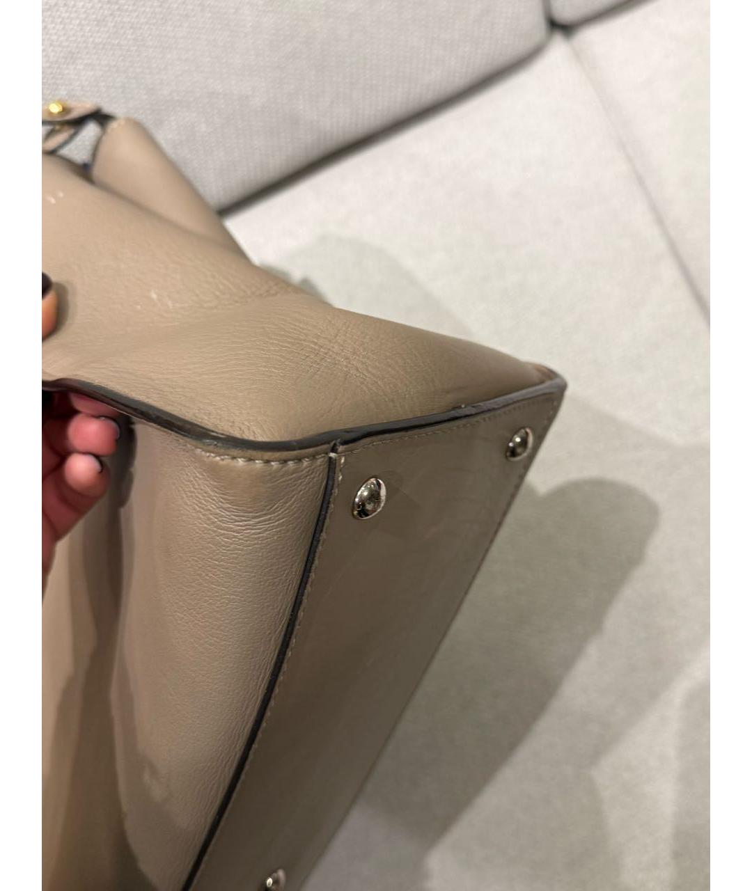 FENDI Бежевая кожаная сумка через плечо, фото 4