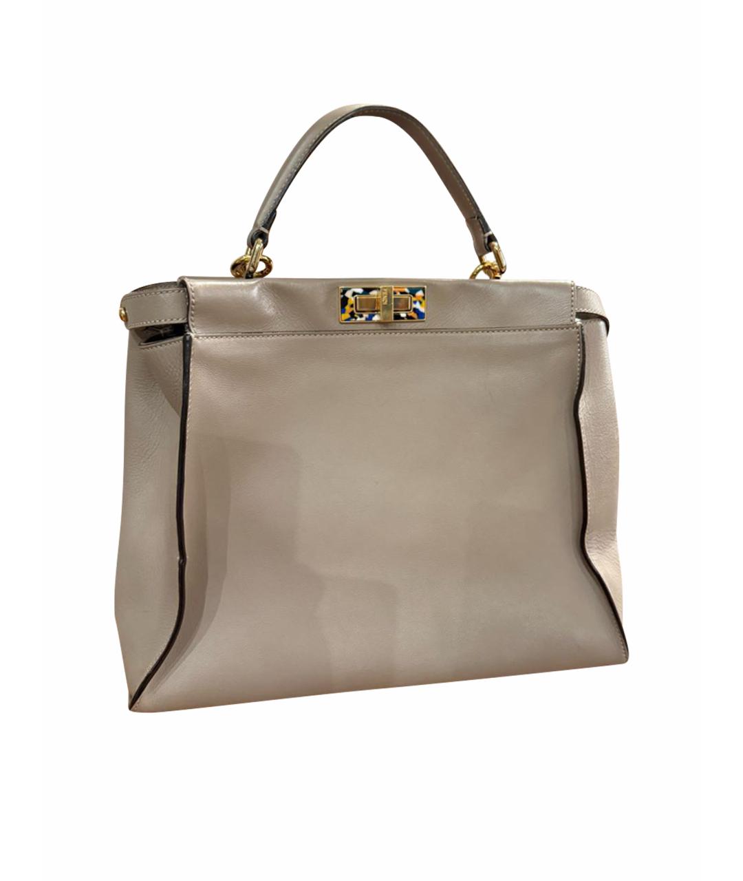 FENDI Бежевая кожаная сумка через плечо, фото 9