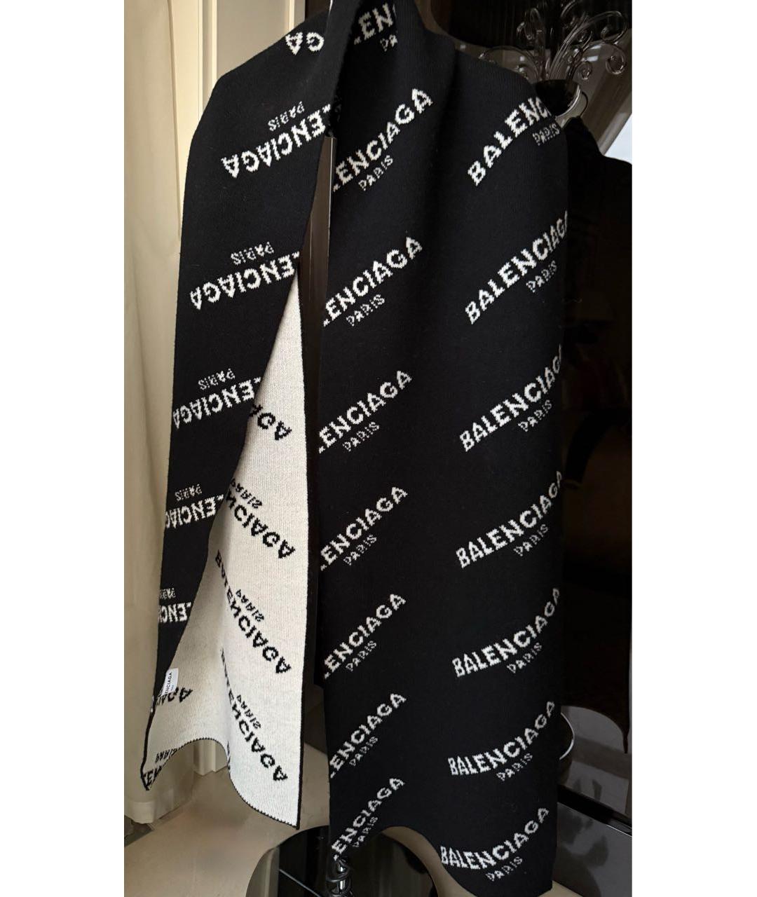 BALENCIAGA Черный шерстяной шарф, фото 5