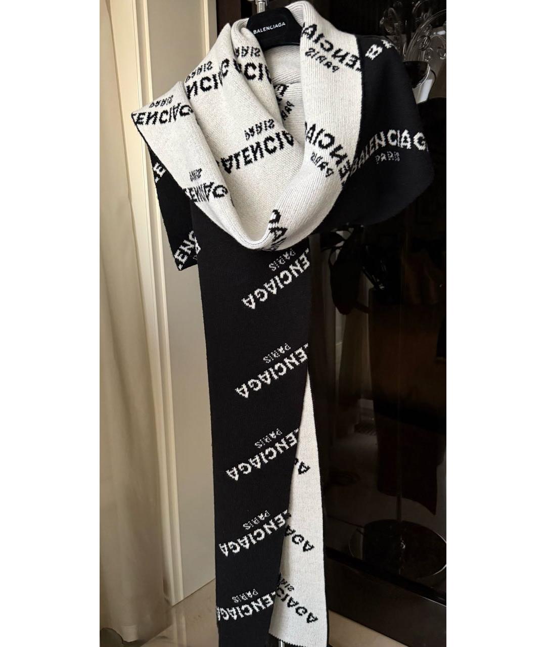 BALENCIAGA Черный шерстяной шарф, фото 2