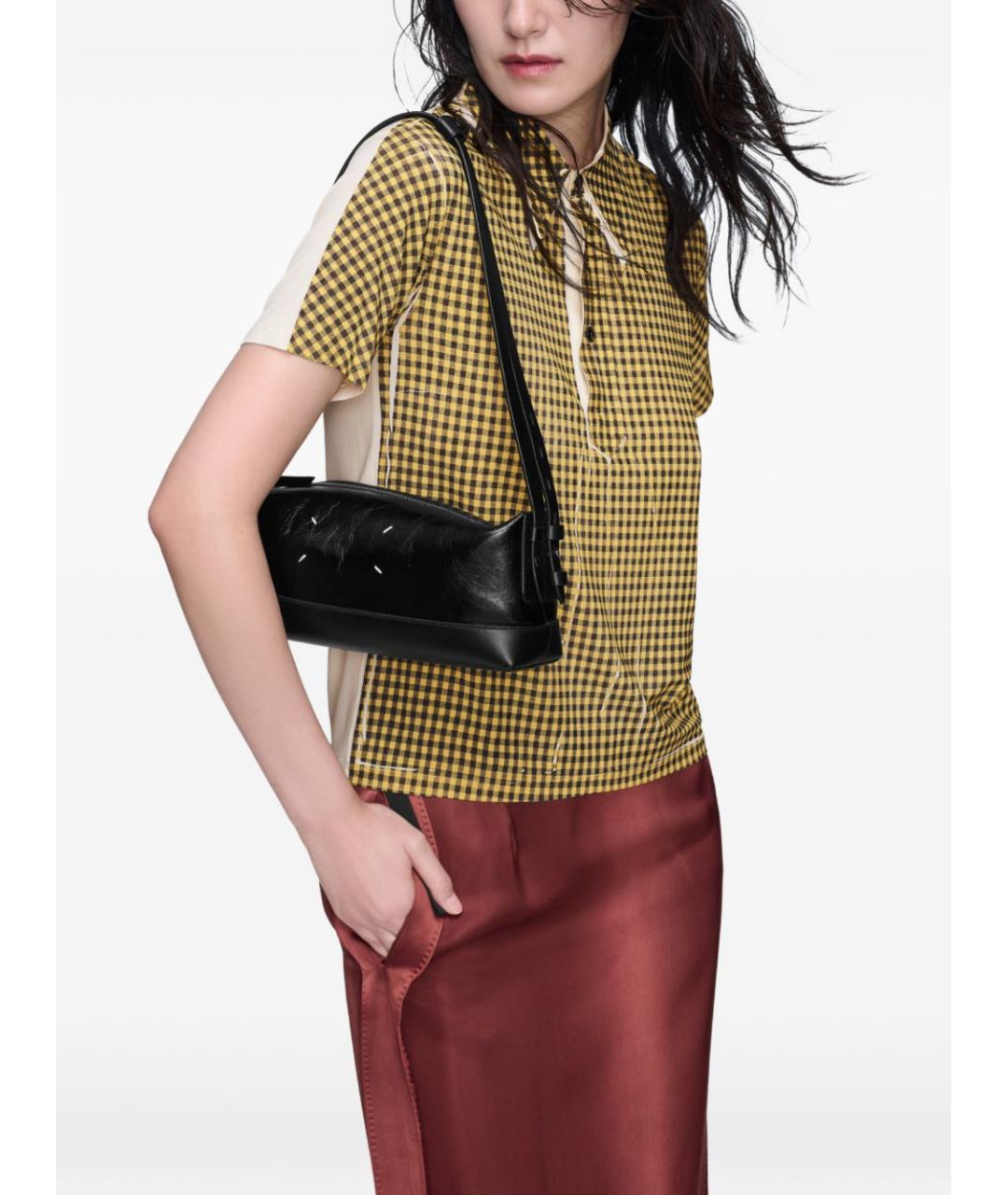 MAISON MARGIELA Черная кожаная сумка с короткими ручками, фото 3