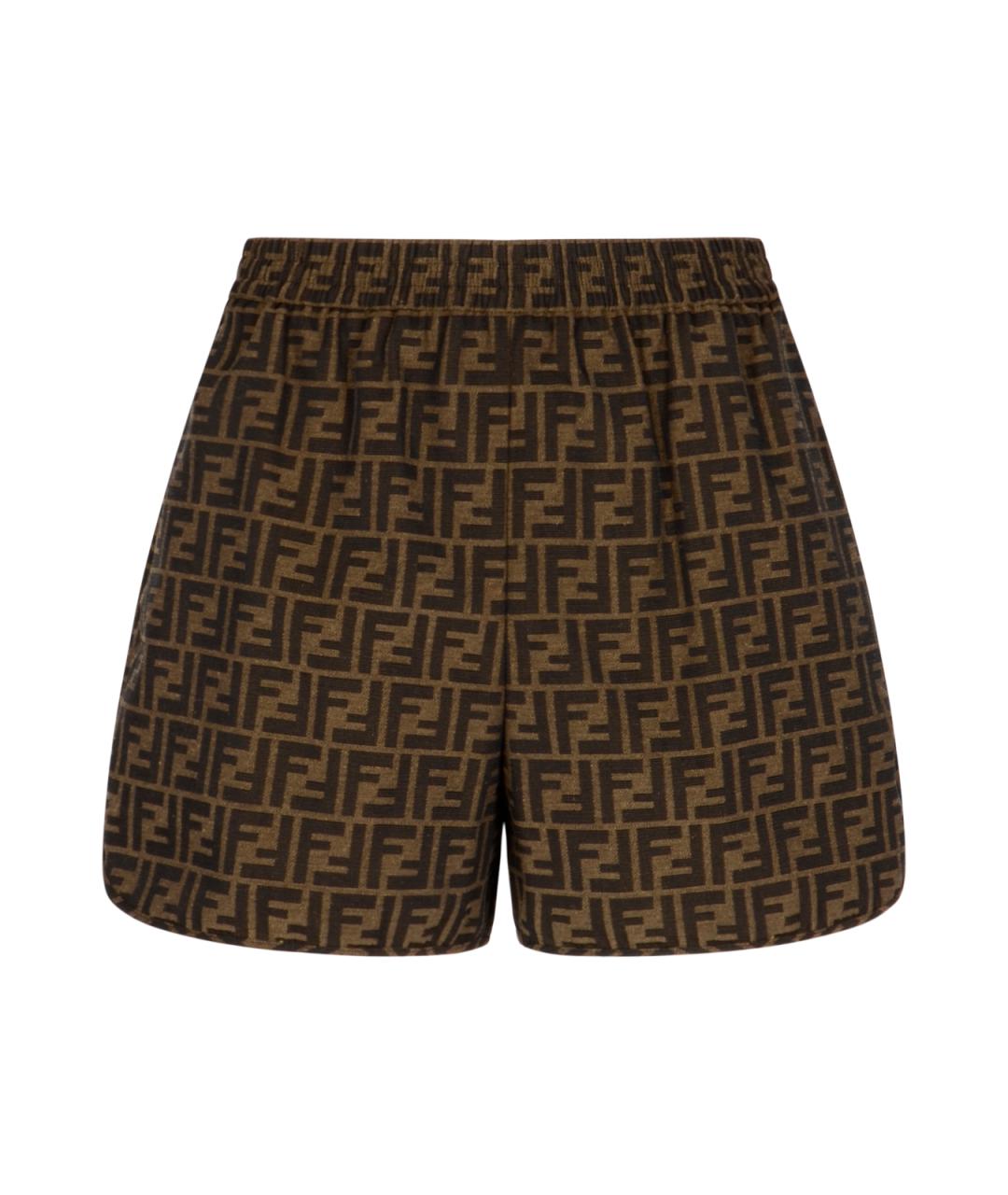 FENDI Коричневые полиэстеровые шорты, фото 1