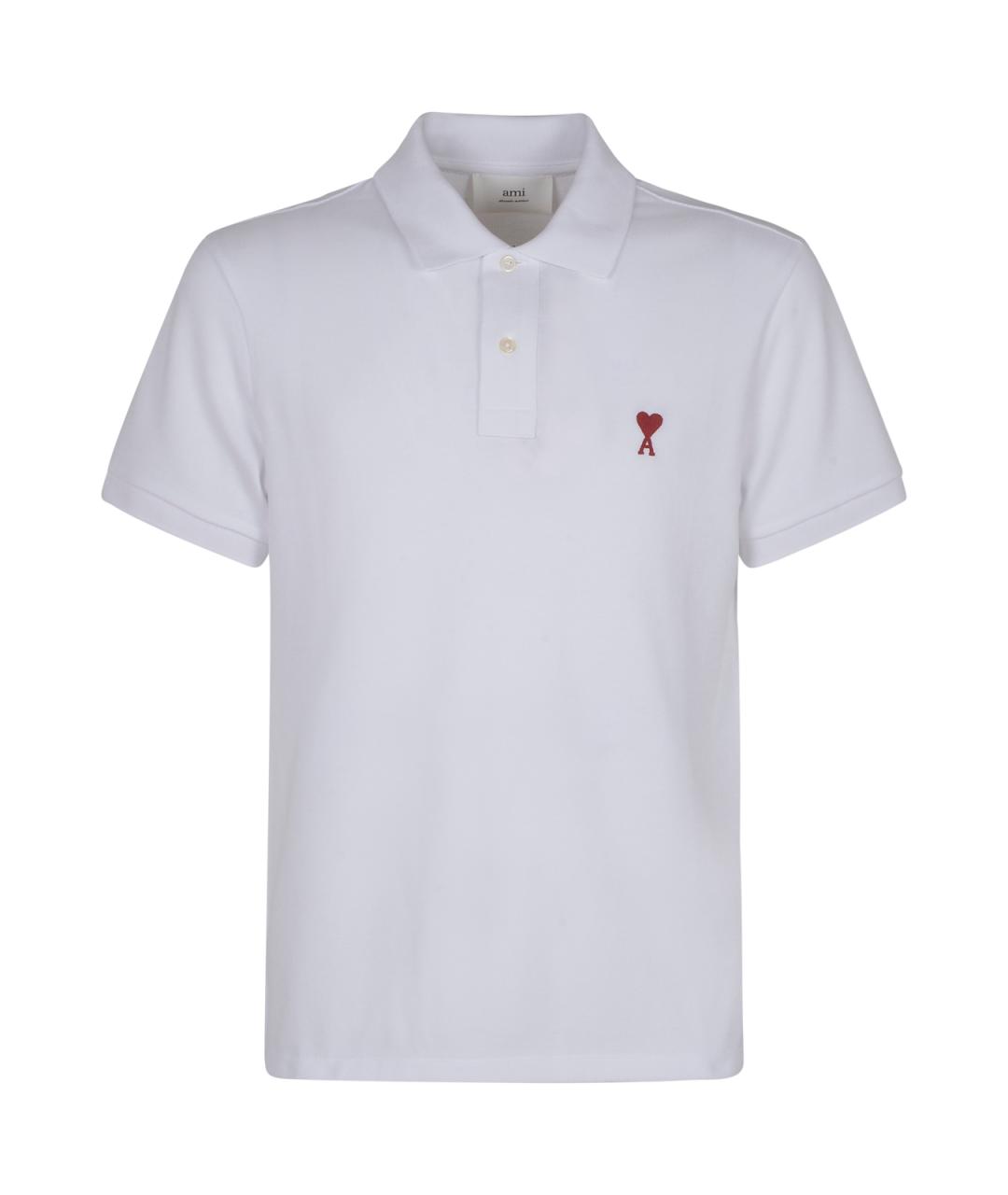 Ami Paris Белое хлопковое поло с коротким рукавом, фото 1