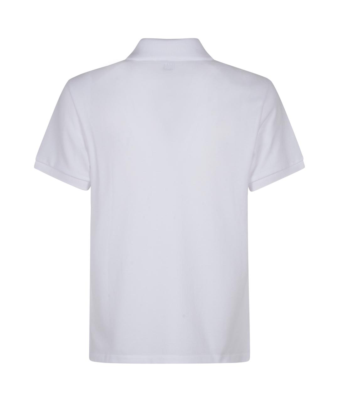 Ami Paris Белое хлопковое поло с коротким рукавом, фото 2