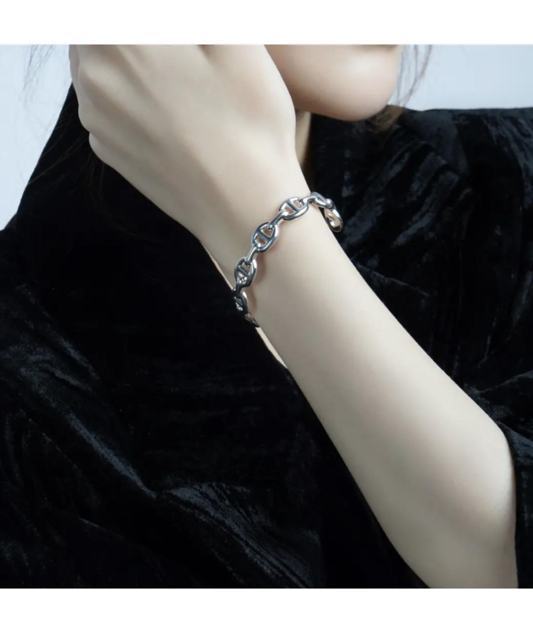 HERMES Серебрянный металлический браслет, фото 2