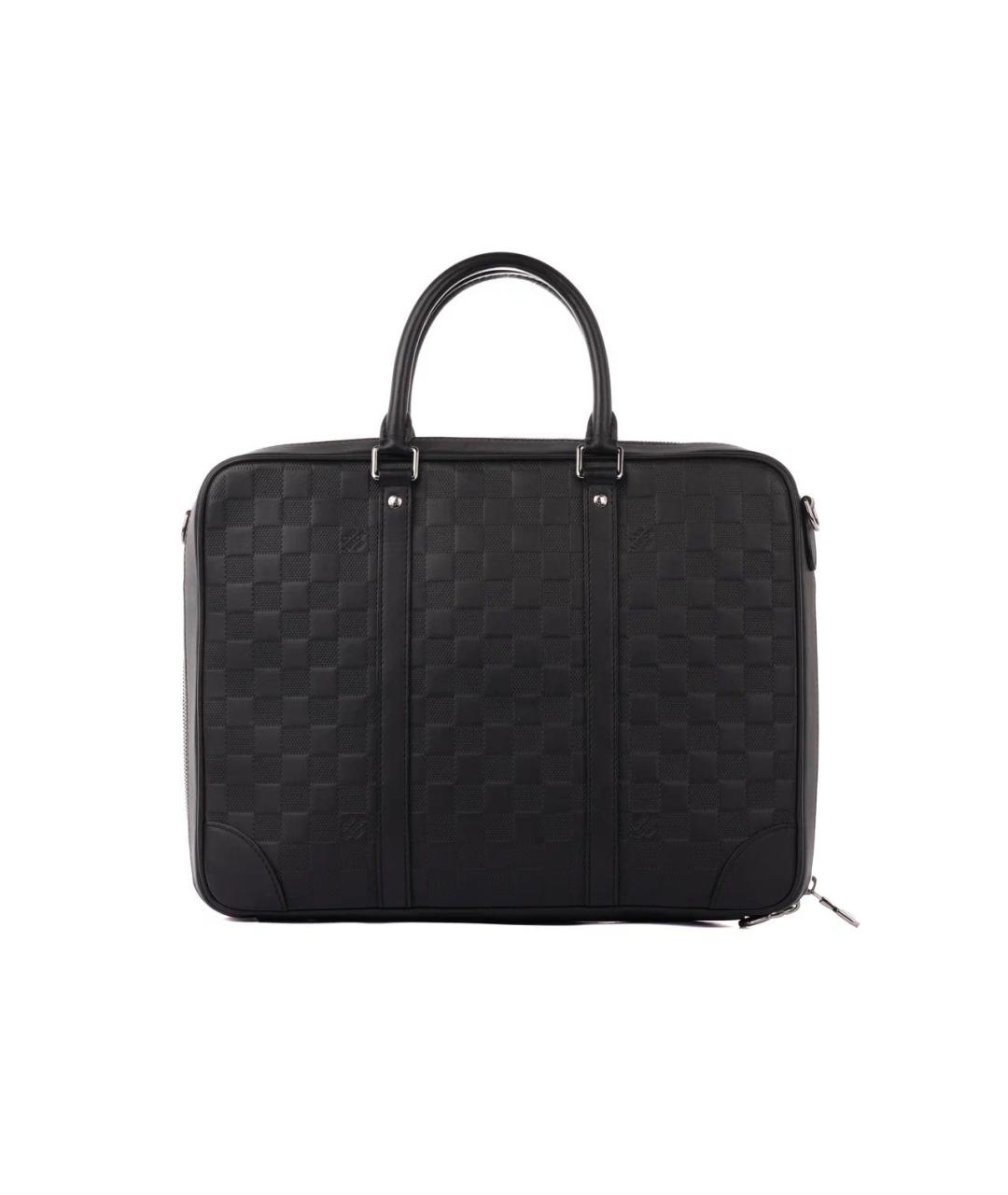 LOUIS VUITTON Черный кожаный портфель, фото 3
