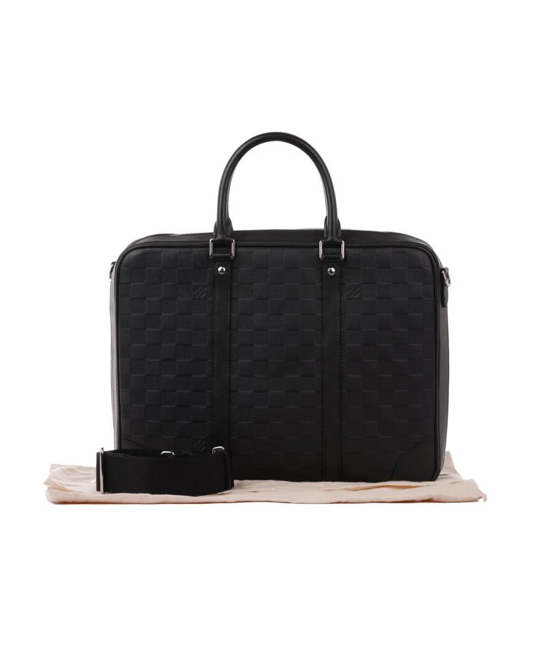 LOUIS VUITTON Черный кожаный портфель, фото 2