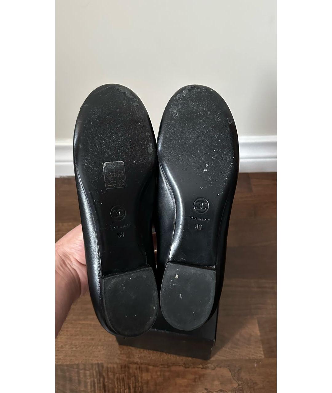 CHANEL Черные кожаные балетки, фото 5