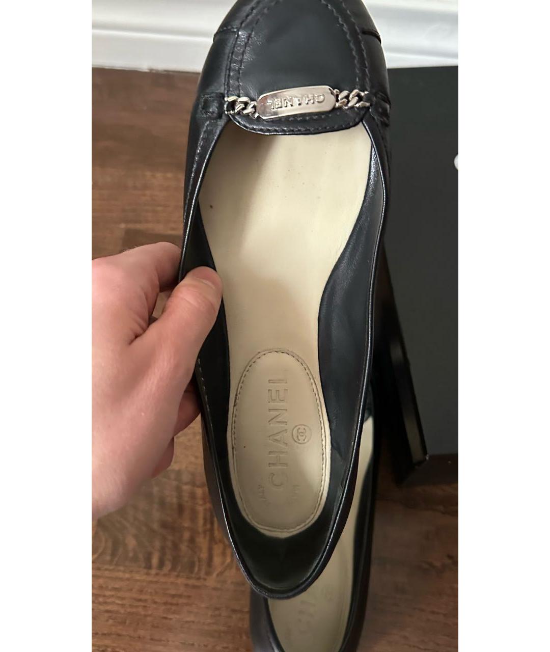 CHANEL Черные кожаные балетки, фото 6