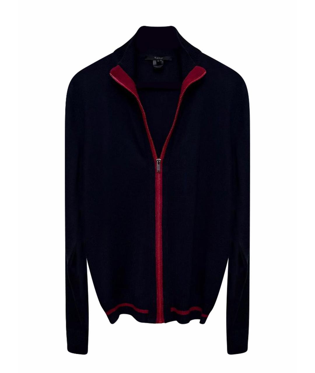 GUCCI Темно-синий шерстяной кардиган, фото 1