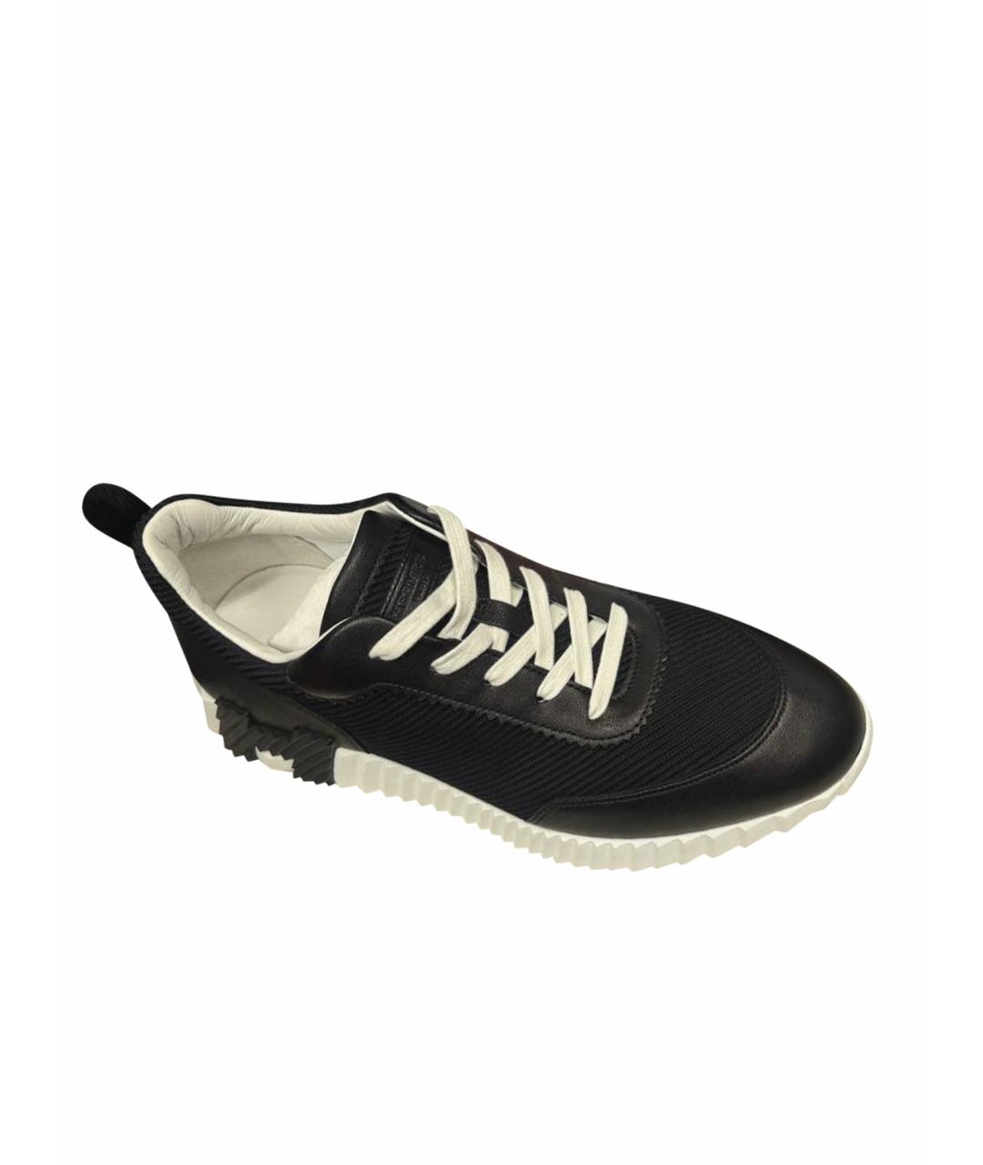 HERMES Черные кожаные низкие кроссовки / кеды, фото 1