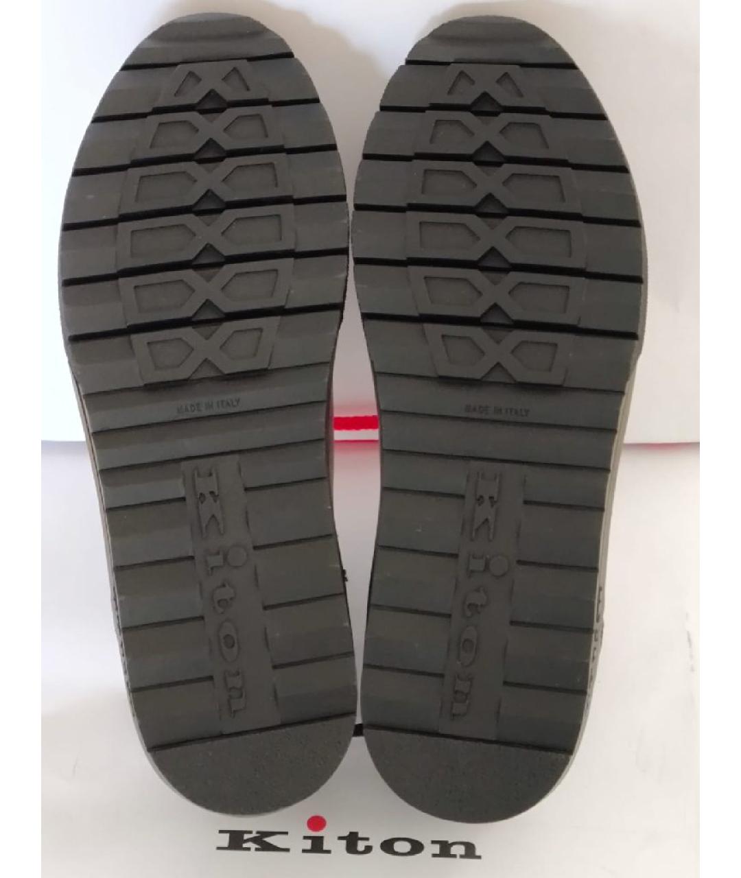 KITON Черные низкие кроссовки / кеды из экзотической кожи, фото 7