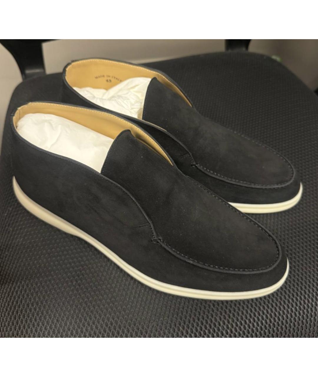 LORO PIANA Черные замшевые лоферы, фото 2