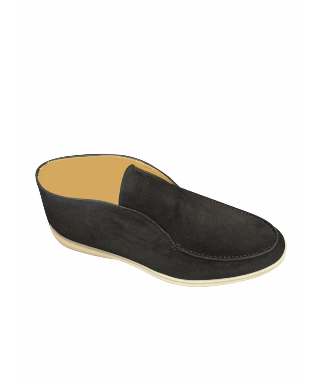 LORO PIANA Черные замшевые лоферы, фото 1