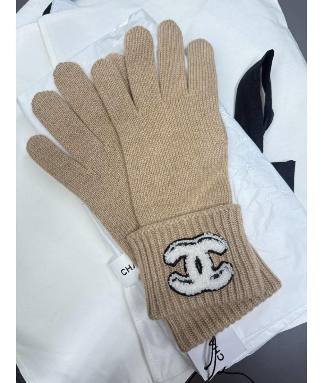 CHANEL Бежевые кашемировые перчатки, фото 2