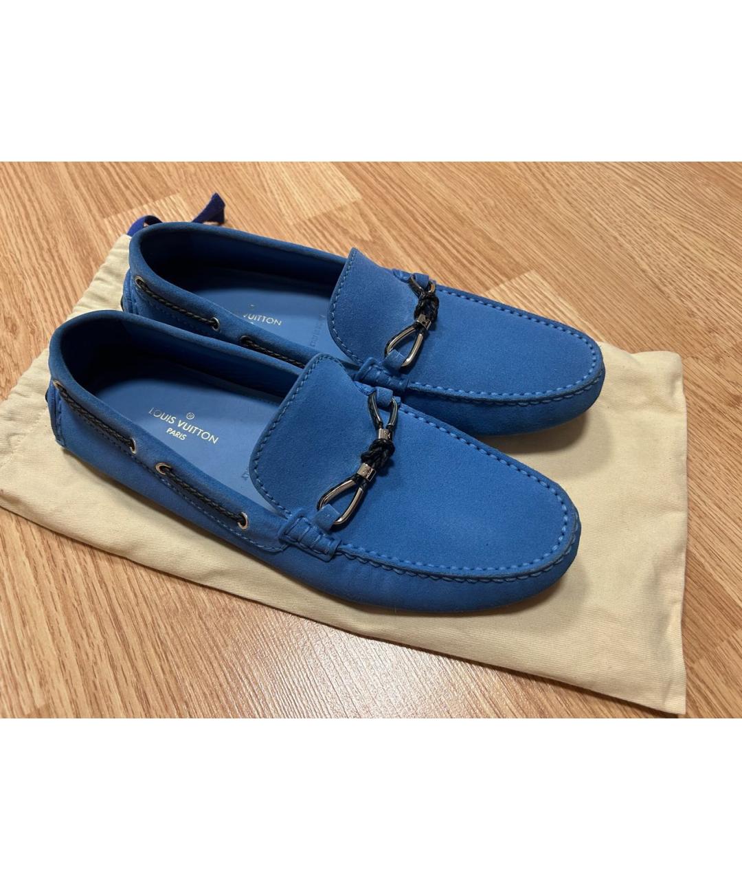 LOUIS VUITTON Синие замшевые мокасины, фото 2