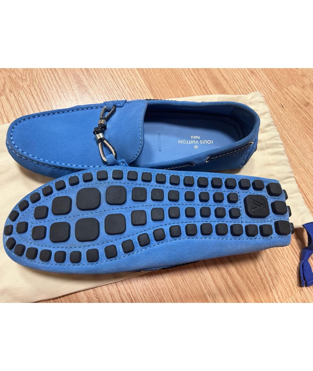 LOUIS VUITTON Синие замшевые мокасины, фото 5