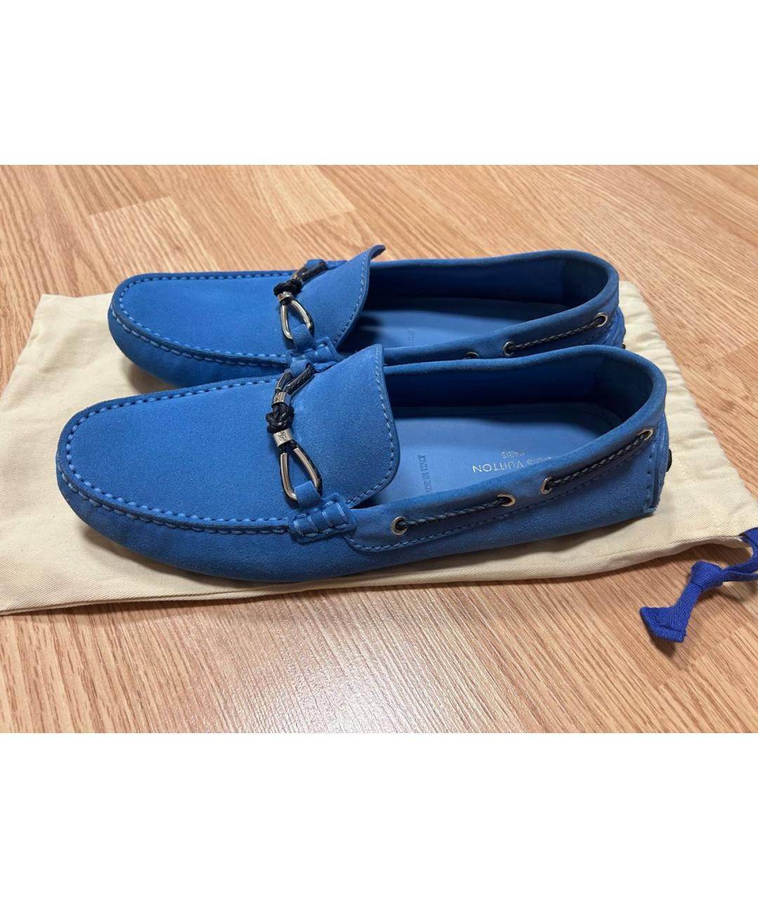LOUIS VUITTON Синие замшевые мокасины, фото 8