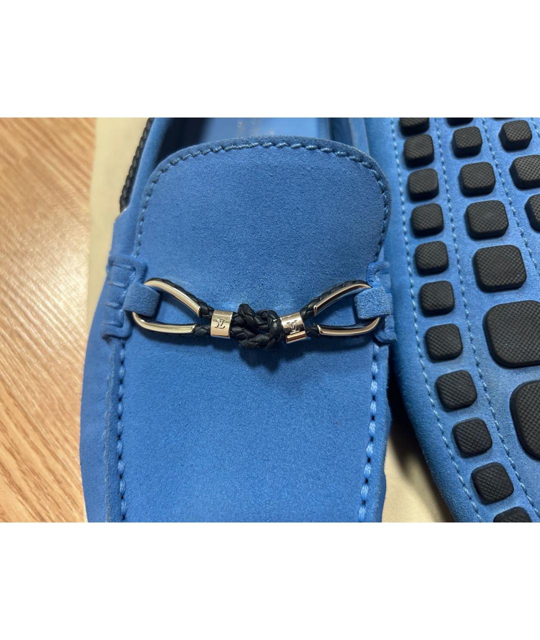 LOUIS VUITTON Синие замшевые мокасины, фото 6