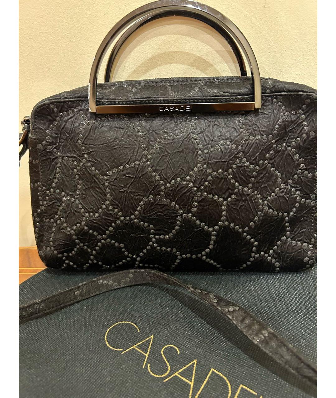 CASADEI Черная тканевая сумка с короткими ручками, фото 2