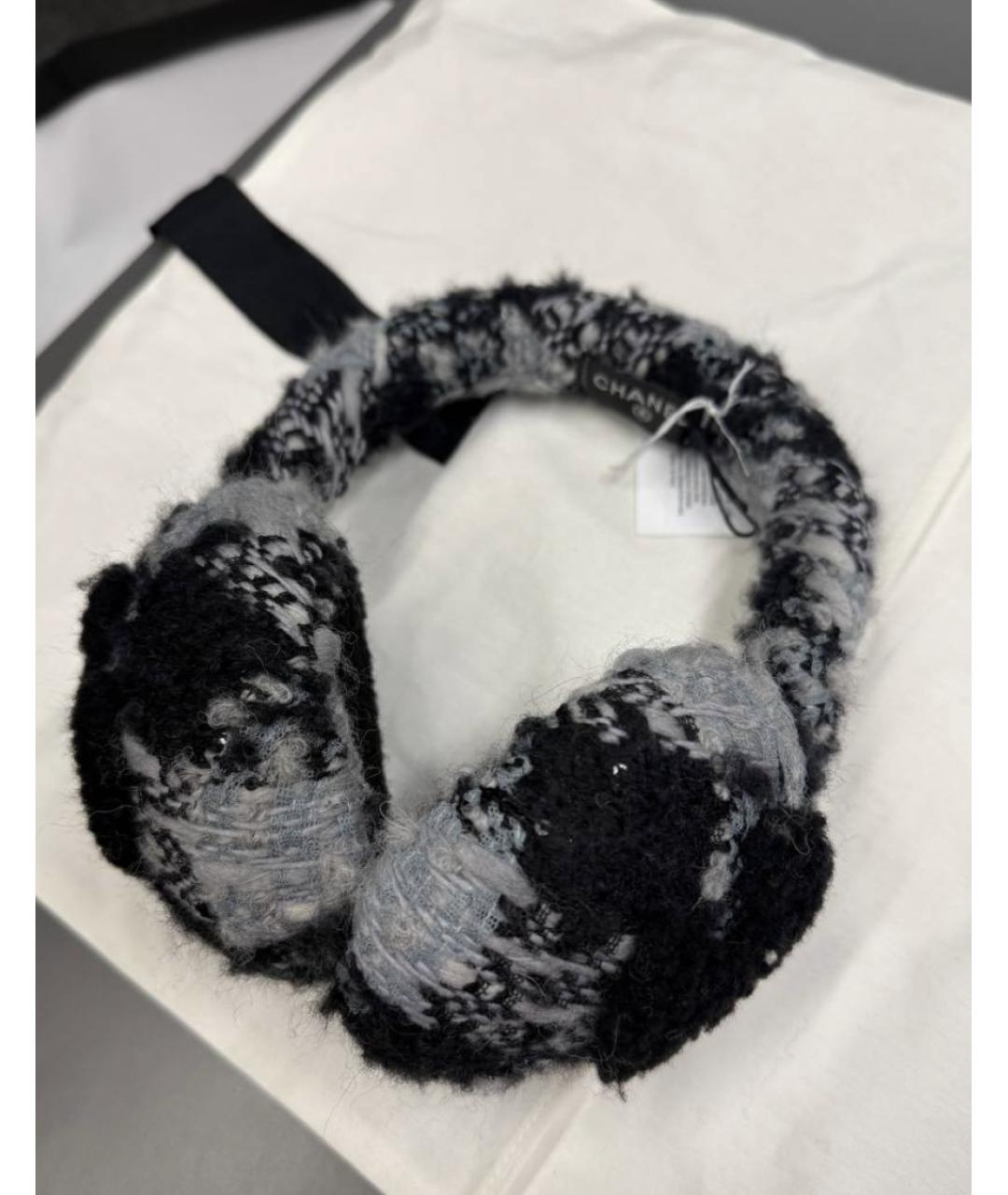 CHANEL Черные шерстяные наушники, фото 3