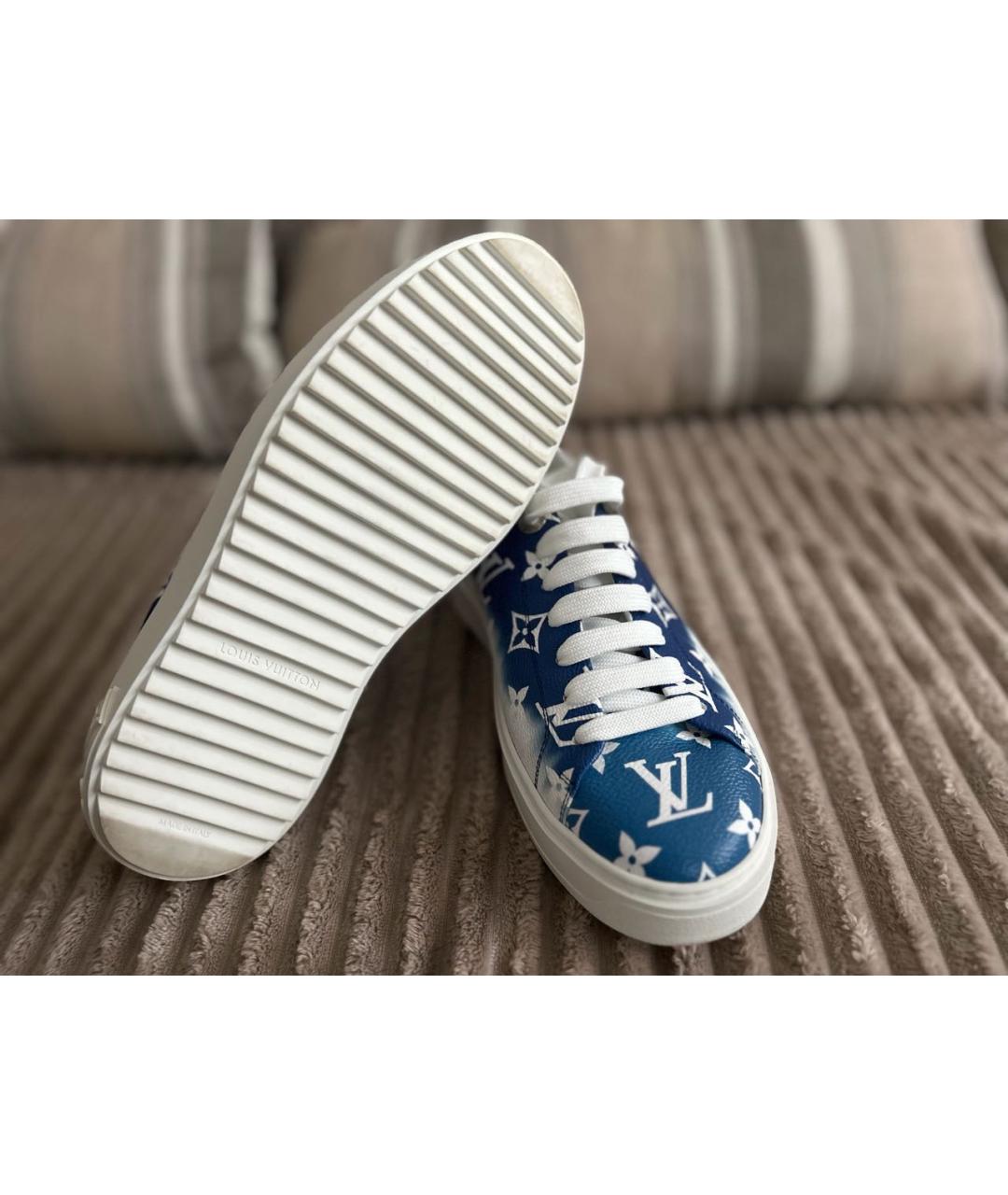 LOUIS VUITTON Бирюзовые кожаные кеды, фото 5