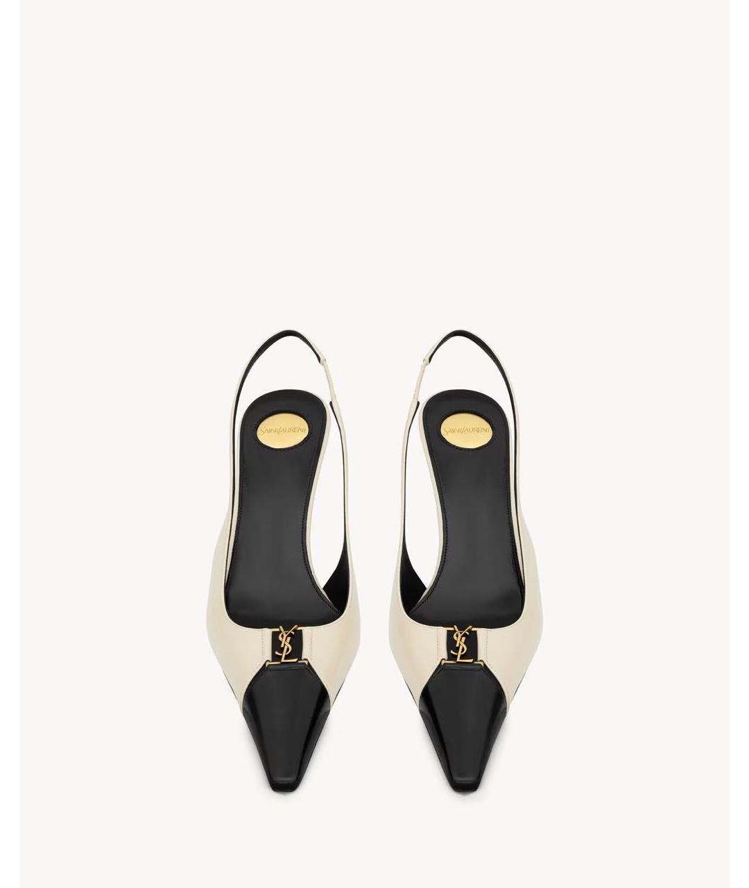 SAINT LAURENT Бежевые кожаные туфли, фото 2