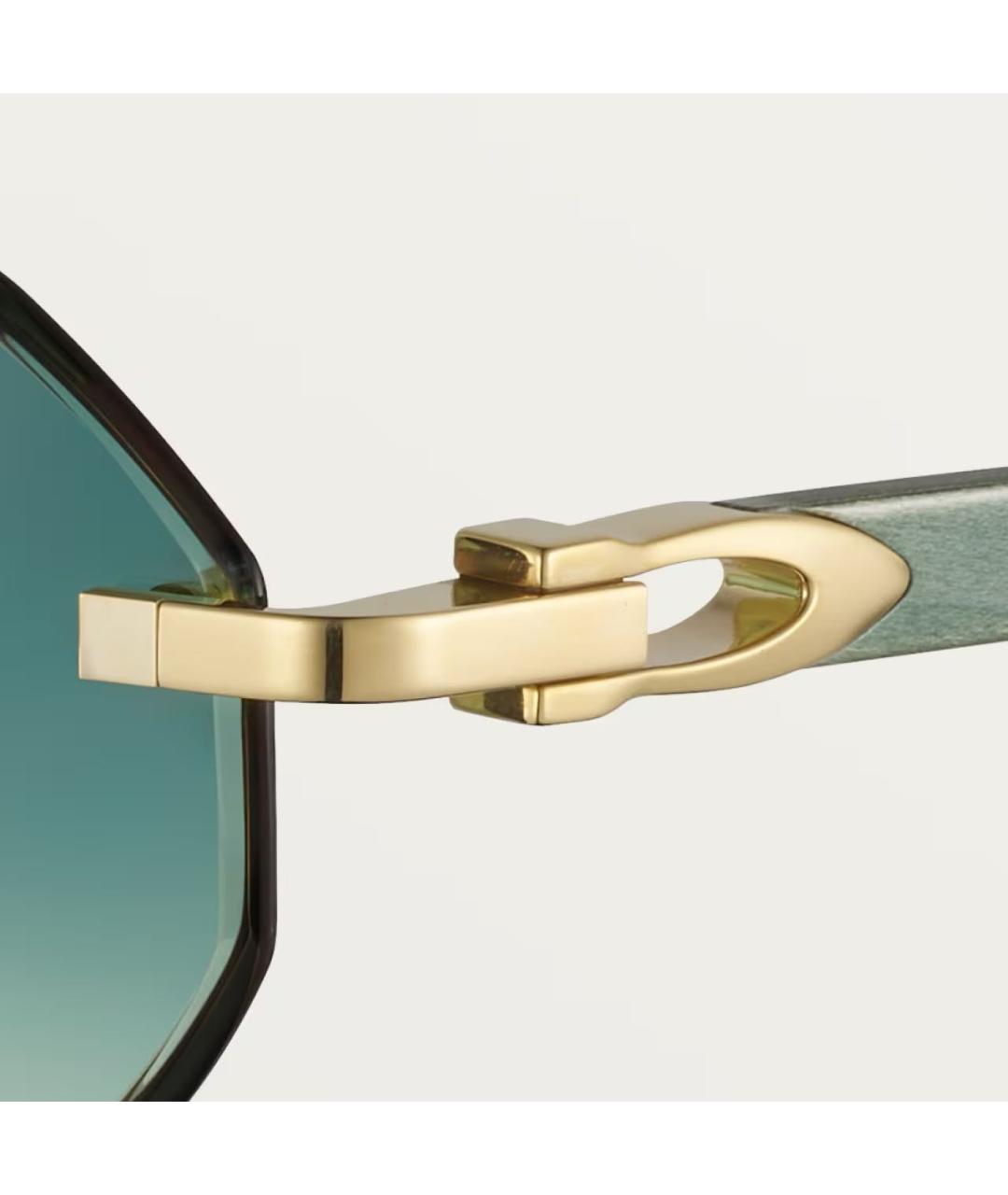 CARTIER Бирюзовые деревянные солнцезащитные очки, фото 3