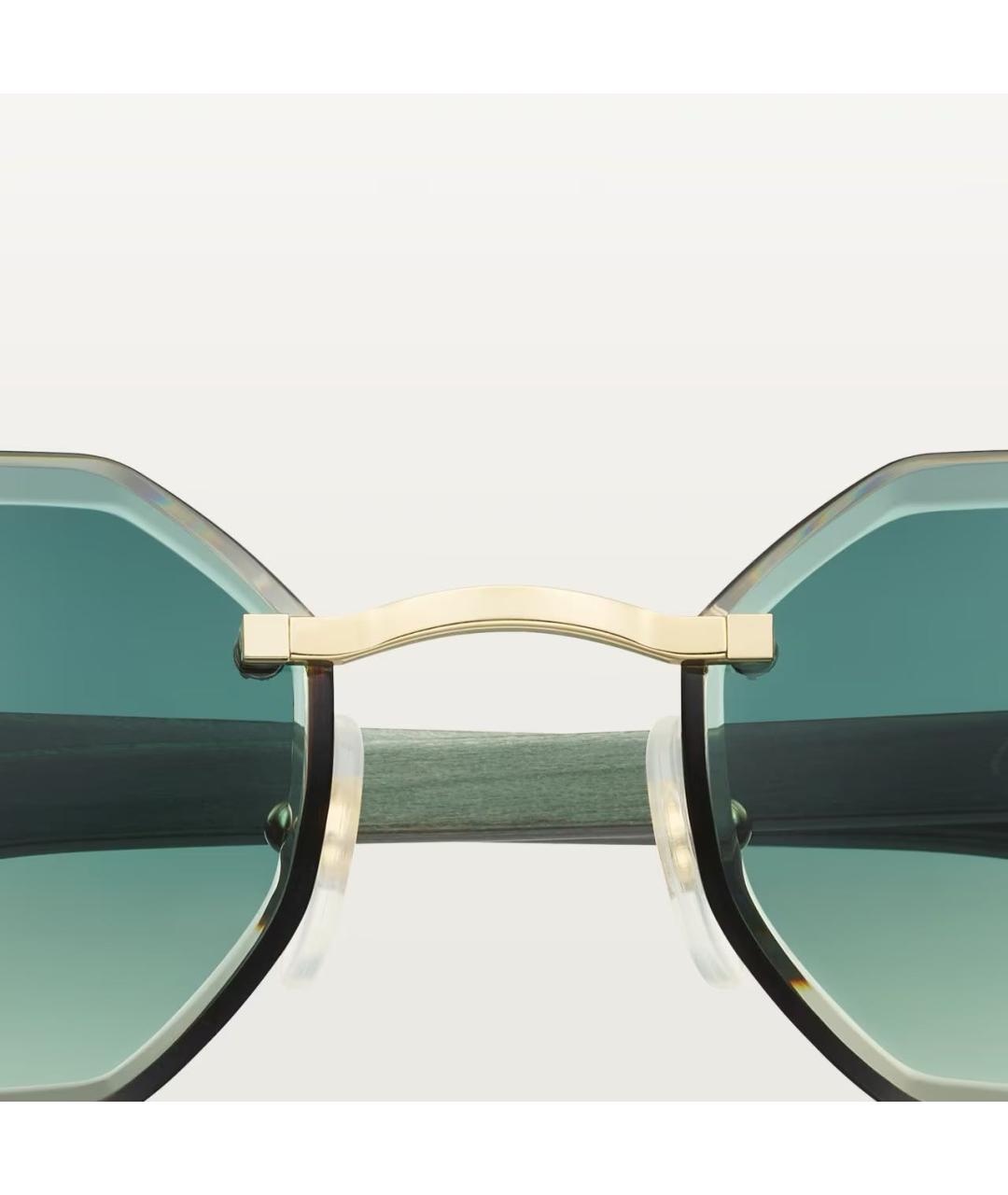 CARTIER Бирюзовые деревянные солнцезащитные очки, фото 4
